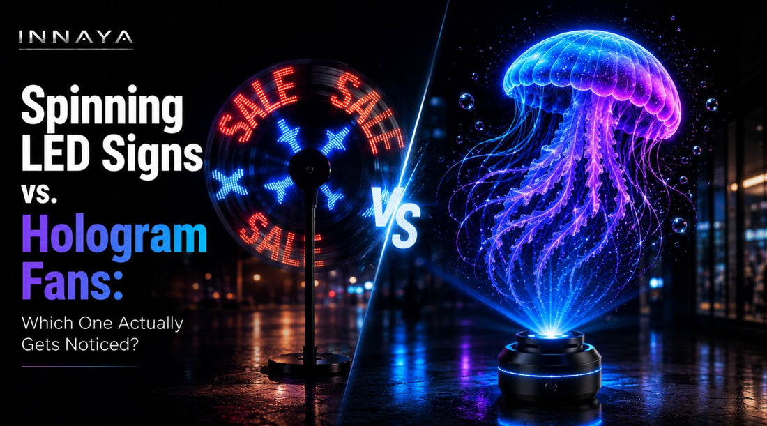 spinning led sign hologram fan