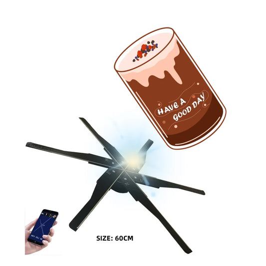 Popular 3D Hologram Fan 60cm 6 Blades RGB LED Display Advertising Fan with Wi-Fi App Control