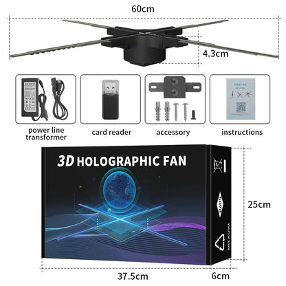 High Quality 3D Hologram Projector Advertising Display Fan with HD Resolution App Control & Portable Design