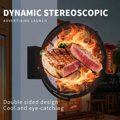 INNAYA 45CM dual-sided 3D hologram fan creating eye-catching floating advertising visuals.