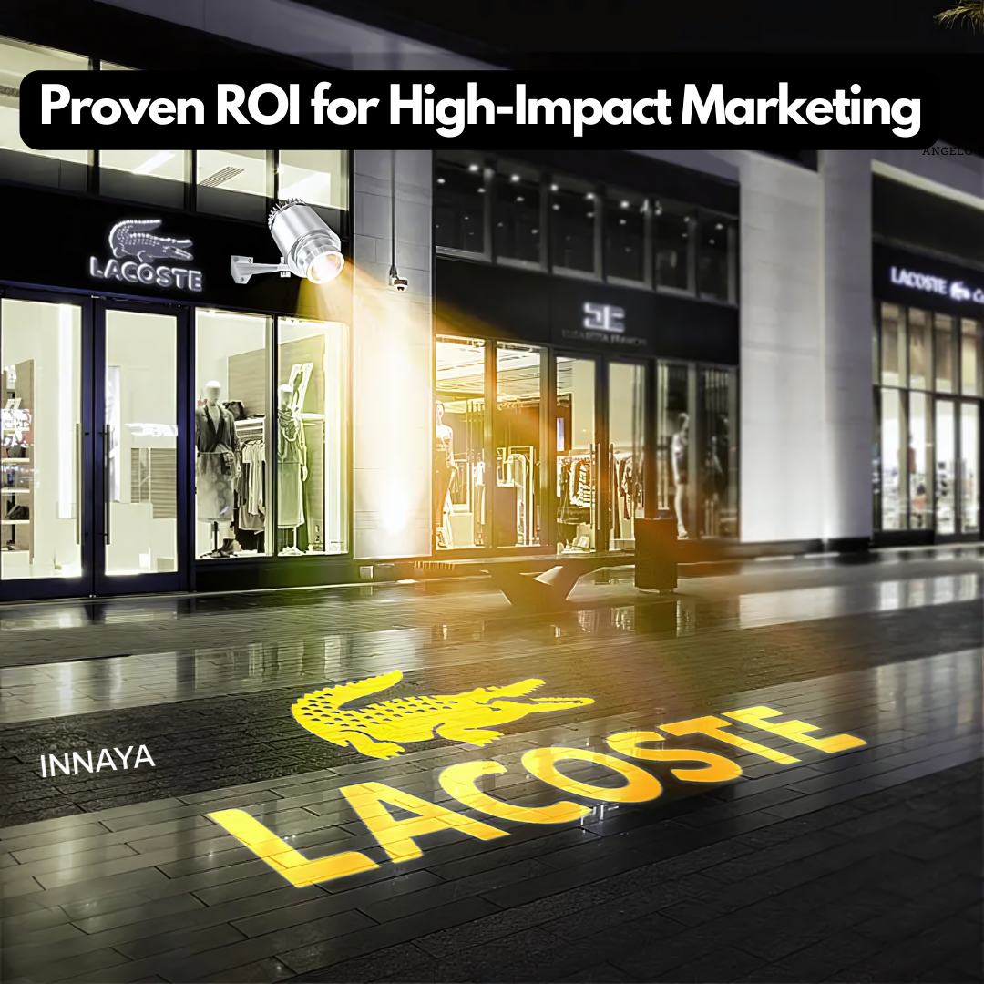 Storefront logo projection with INNAYA Gobo Projector