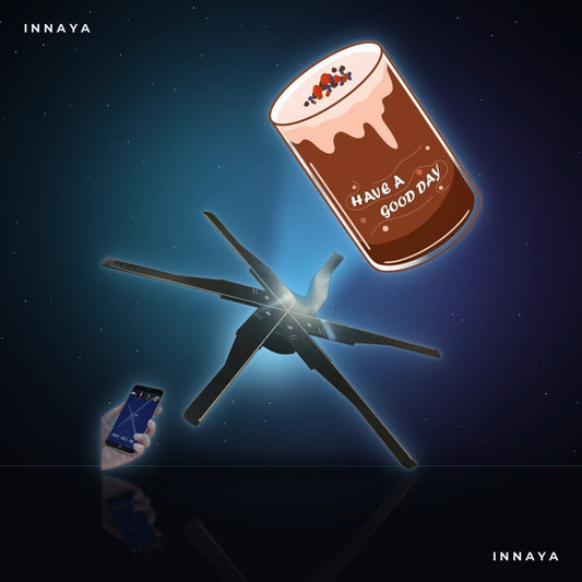 INNAYA 60cm Pro Hologram Fan — 6-Blade RGB Display, Wi-Fi App Control by INNAYA